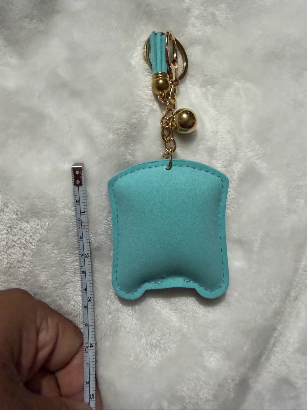 Plushy Rhinestone Turquoise Bus Key Charm - Picture 5 of 5